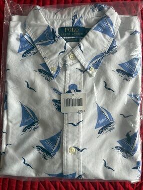 Polo by Ralph Lauren White Shirt with Blue Sailboat Print